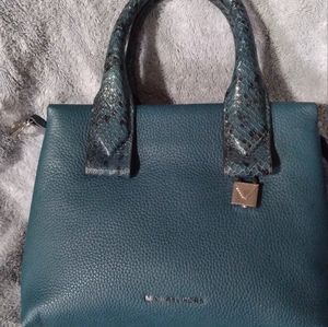 MICHAEL  KORS.  ROLLINS SNAKE EMBOSSED TEAL BAG